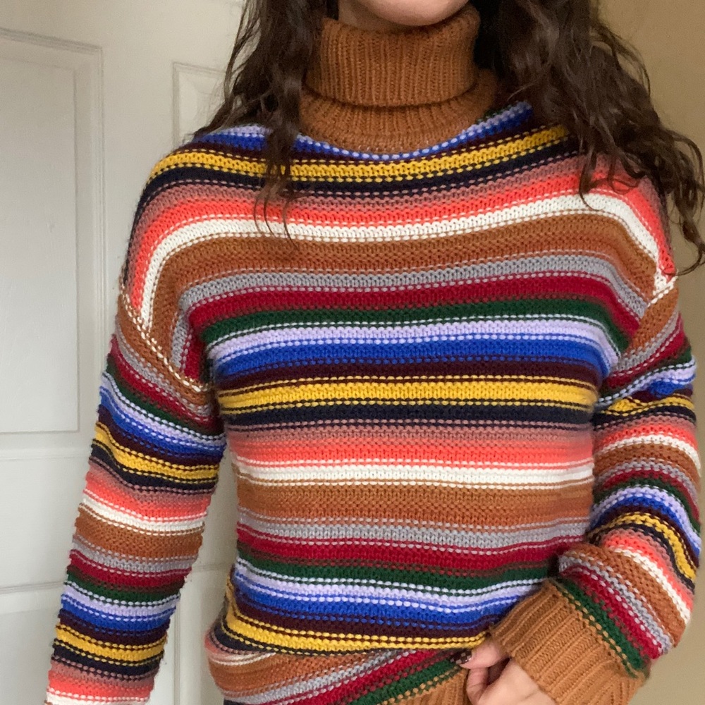 Asos Striped Rainbow Turtleneck Sweater - Picture 1 of 3